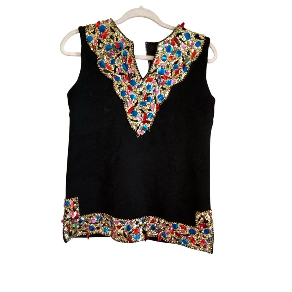 Vintage sequin vest top 10 authentic 60s wool Rainbow old money boho